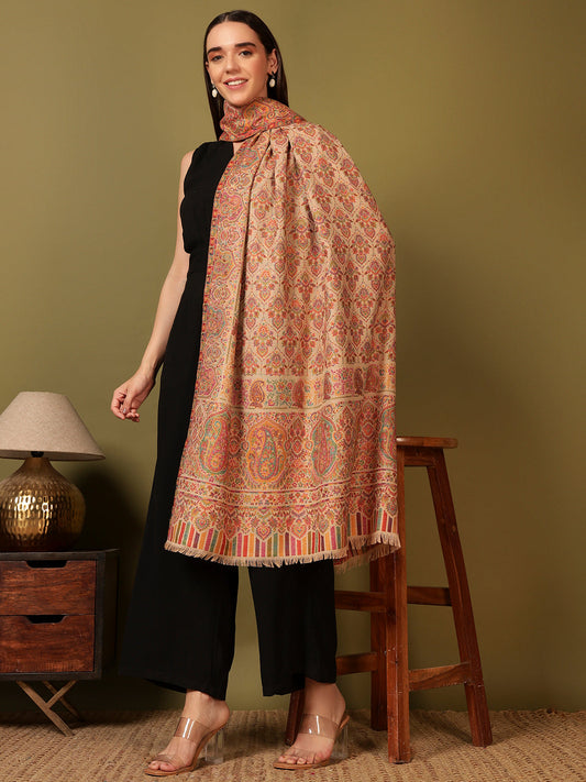 Pashmoda Women Gulraiz Kaani Wool Blend Kashmiri Shawl (Size: 101X203 CM)