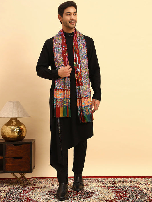 Pashmoda Men Royal Caravan Fine Soft Bamboo Fibre Stole (Size 28x80in, 71x203cm)