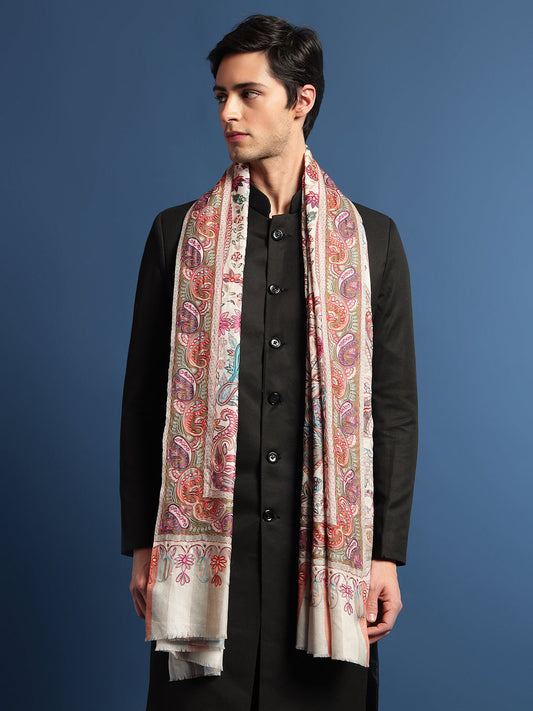 Pashmoda Men Kalamkari Embroidered Shawl (Size 101x203 Cm)