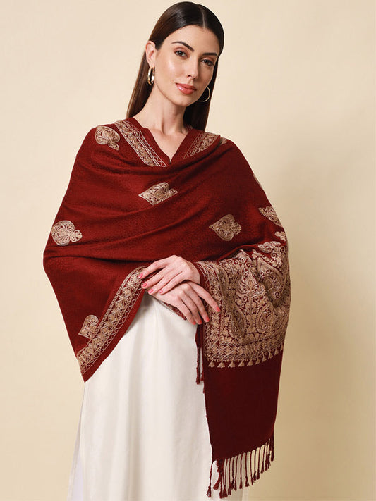 Women's Shalimaar Kashmiri Aari Embroidery Stole (Size: 71X203 CM)