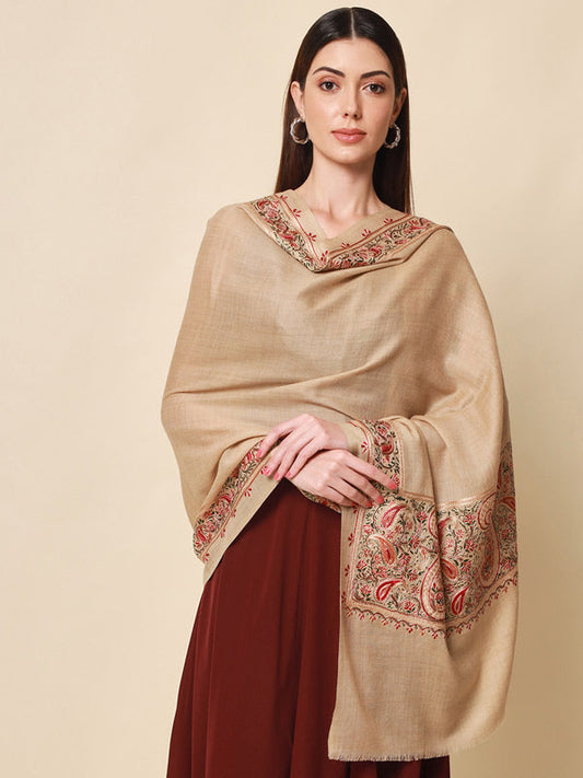 Women's Shahkaar 100% Pure Wool Nalki Embroidered Stole (Size 71x203 CM)