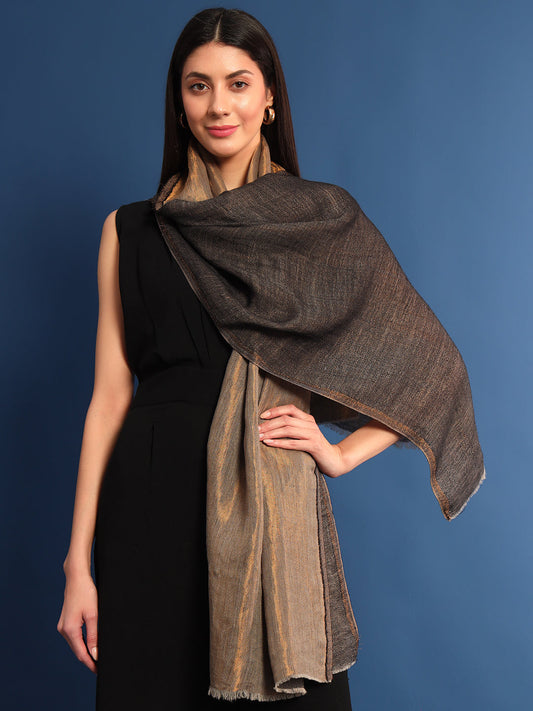 Pashmoda Womenƒ??s Zarish Reversible Zari Moonlight Fine Wool Stole (Size: 71x203 Cm)