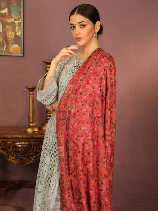 Women's Bahaar Kaani Wool Blend Kashmiri Shawl (Size 101X203 CM)