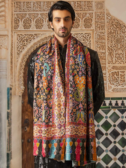 Pashmoda Men Kalamkari Embroidered Shawl (Size 101x203 Cm)