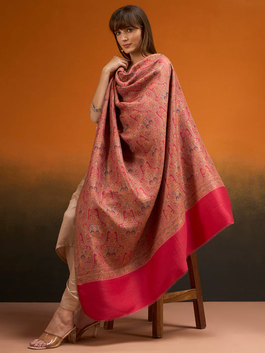 Women Gulnaar Royale Zari Reversible Kaani Fine Wool Shawl