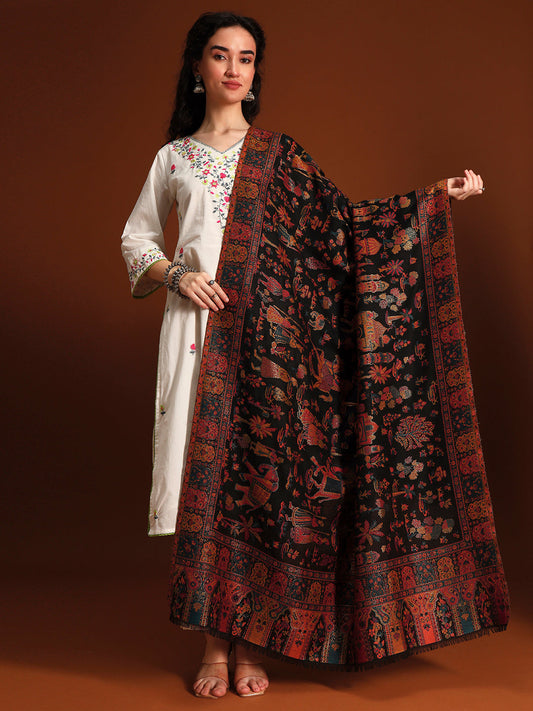 Women Gulrukh Zari Reversible Kaani Fine Wool Shawl