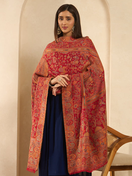 Women Shahi Manzar Kaani Wool Blend Kashmiri Shawl