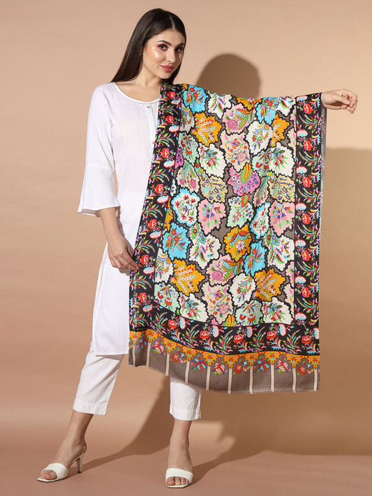Women's Chaman Multicoloured Printed Stole (Size : 71X203 CM)
