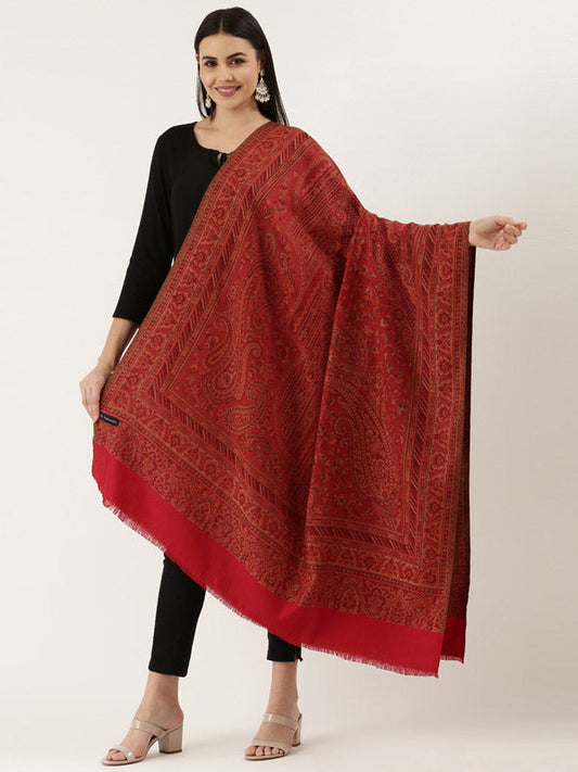 Women's Noor Kashmiri Royal Paisley Design Jamawar Shawl (Size: 101 X 203 Cms)