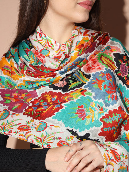 Women's Chaman Multicoloured Printed Stole (Size : 71X203 CM)
