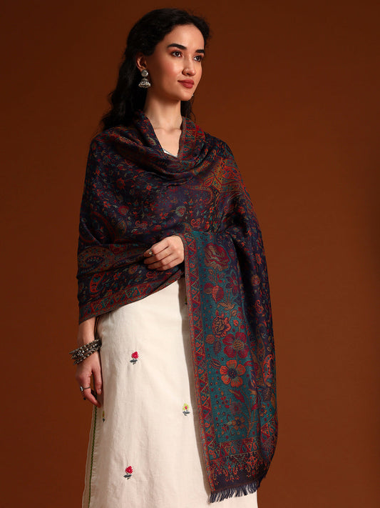 Women Floral Heritage Kaani Elegance Kashmiri Shawl