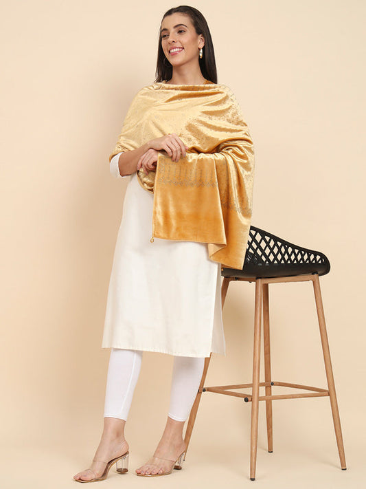 Womenƒ??s Makhamli Velvet Crystal Embellished Stole (Size 71X203 cms )