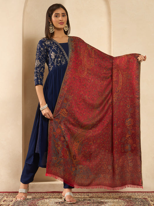 Women Floral Heritage Kaani Elegance Kashmiri Shawl