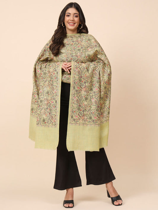 Women Gilkaari 100% Pure Wool Embroidered Shawl (Size 101X203 CM)