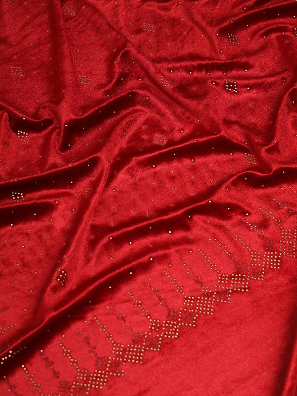 Womenƒ??s Makhamli Velvet Crystal Embellished Stole (Size 71X203 cms )
