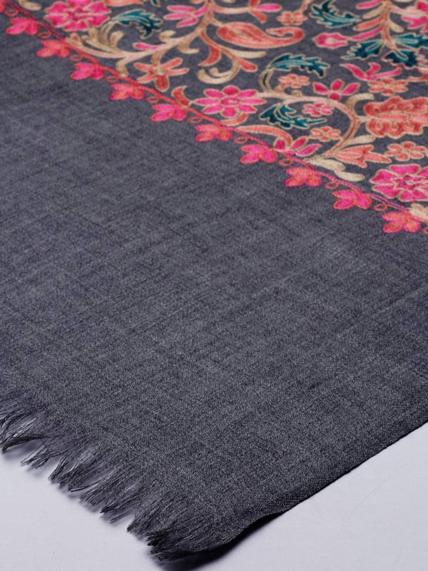 Women's Gulkaari 100% Pure Wool Nalki Embroidered Stole (Size 71x203 CM)