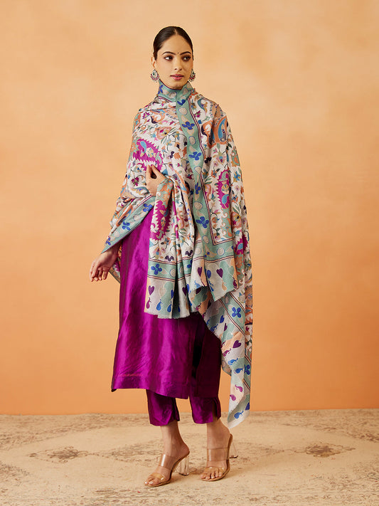 Women Zehra Kalamkari Embroidered Shawl (Size: 101x203 CM)