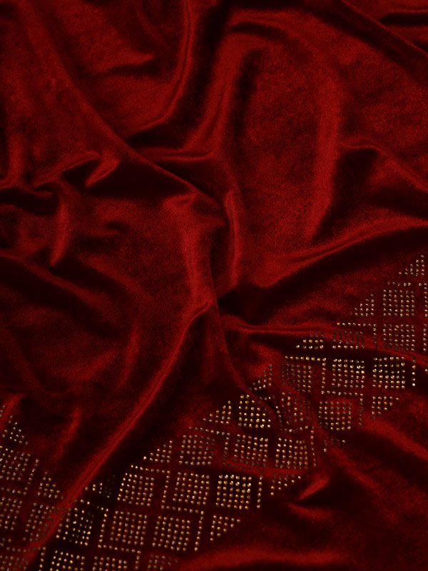 Women's Gul-e-Nazakat Velvet Crystal Work Stole (Size 71X203 CM)