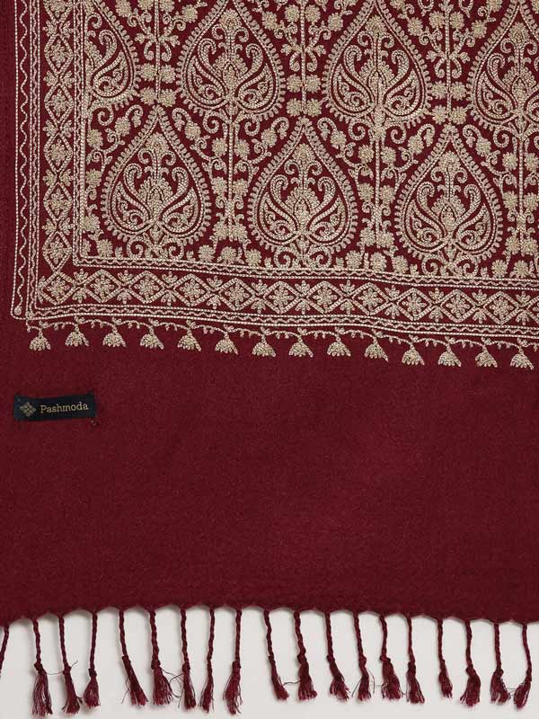 Menƒ??s Shalimaar Kashmiri Embroidery Stole ,Size 71X203 CM, Beige Color