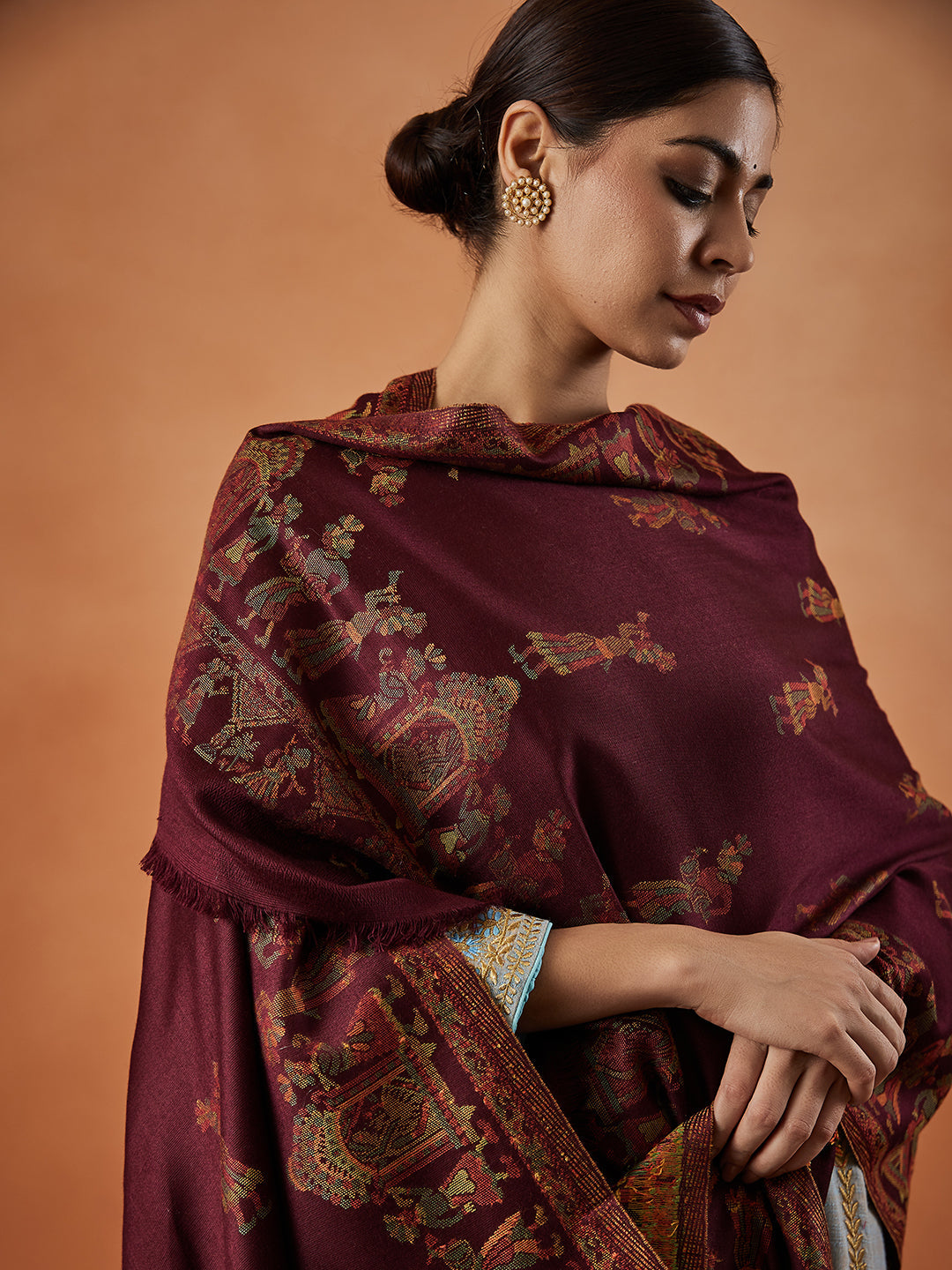 Pashmoda Women Pari mahal Kaani Stole Size:( 71X203 CM)