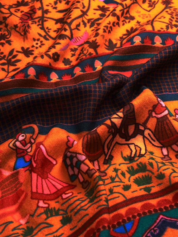 Women's Shahnaz 100% Pure Wool Printed Shawl (Size 101X203 CM)