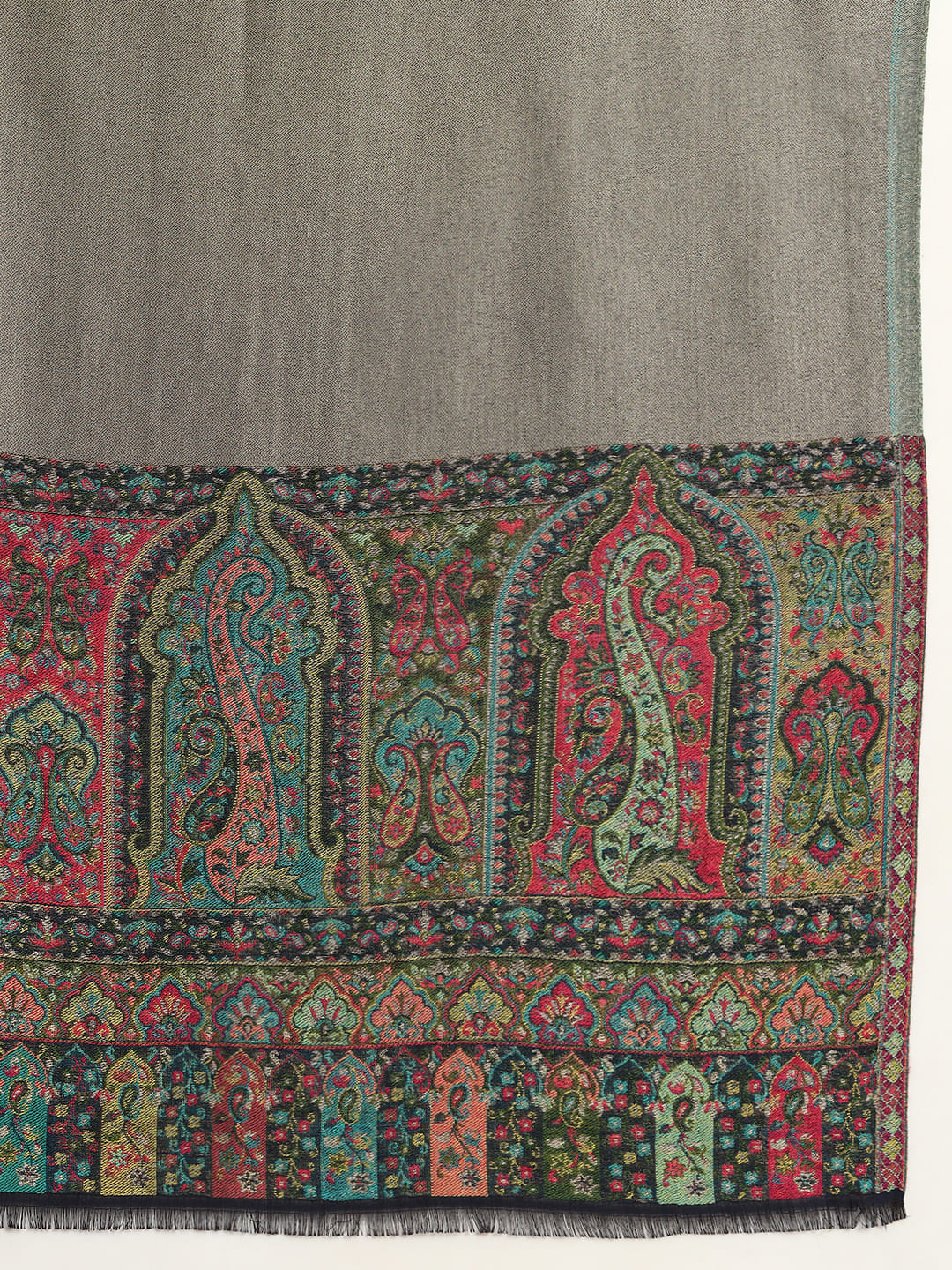 Pashmoda Women Mehroom Zari Kaani Border Fine Wool Shawl (Size 40X80 Inches)
