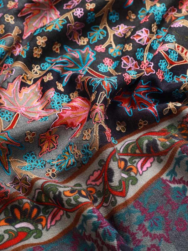Women's Rangat 100% Pure Wool Kalamkari Hand Embroidered Shawl (Size: 101 X 203 Cms)