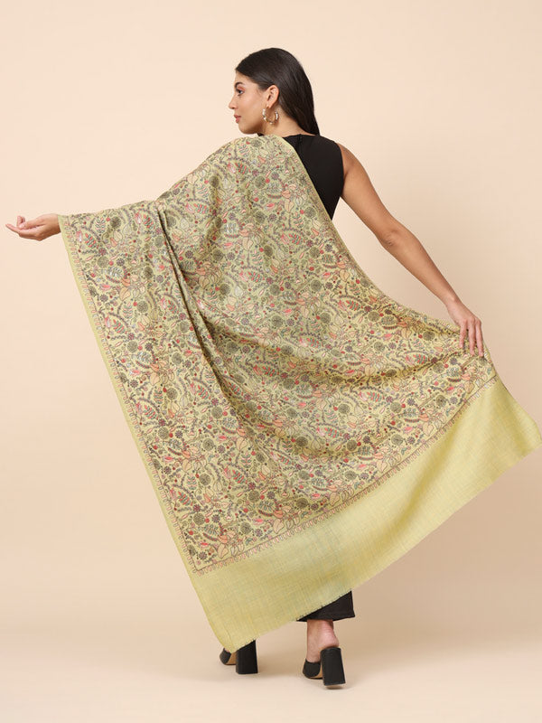 Women Gilkaari 100% Pure Wool Embroidered Shawl (Size 101X203 CM)