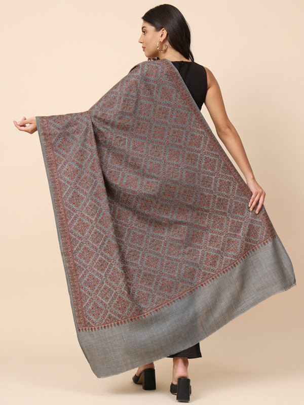 Women Surmai 100% Pure Wool Embroidered Shawl (Size 101X203 CM)