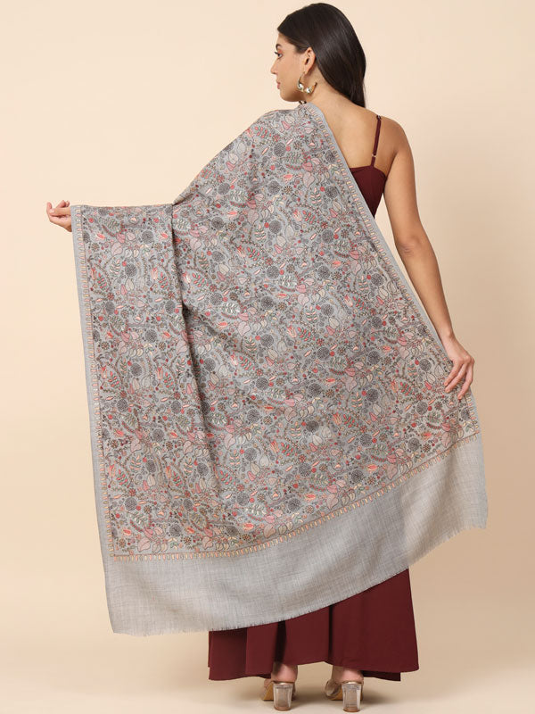 Women Gilkaari 100% Pure Wool Embroidered Shawl (Size 101X203 CM)