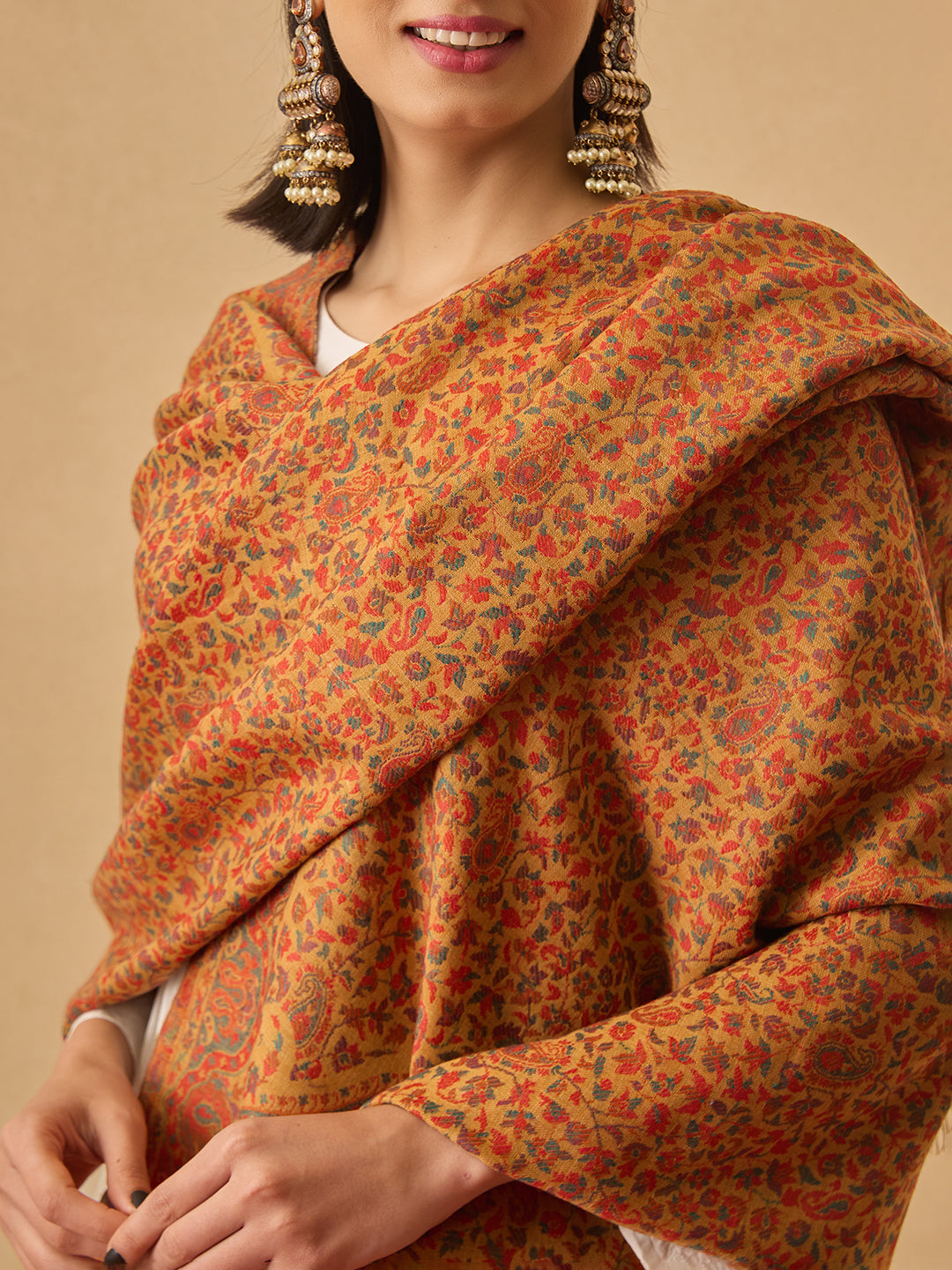 Pashmoda Women Mehak Kaani Wool Blend Kashmiri Shawl (Size: 101X203 CM)