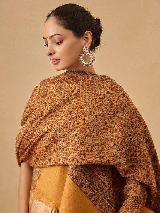 Pashmoda Women Gulbadn Kashmiri Jamawar Woven Shawl (Size: 101X203 CM)