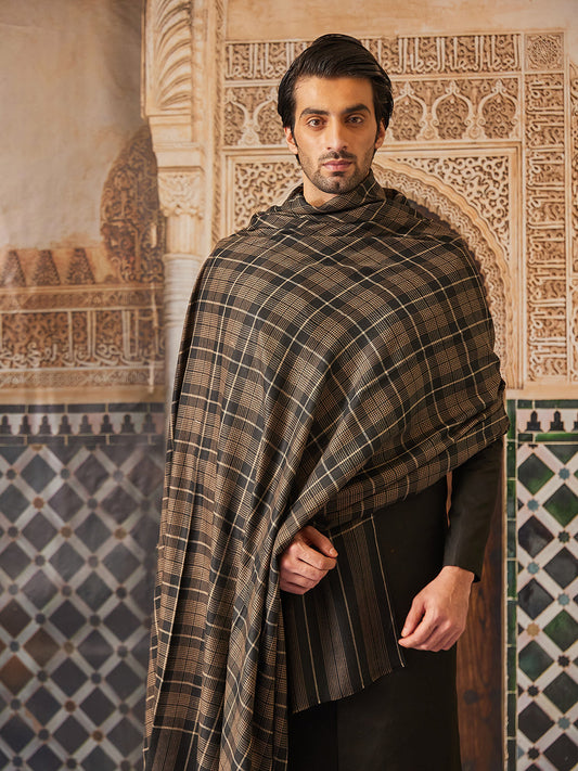Pashmoda Men Misbah Woollen Checkered Lohi (Size: 127x254 CM)