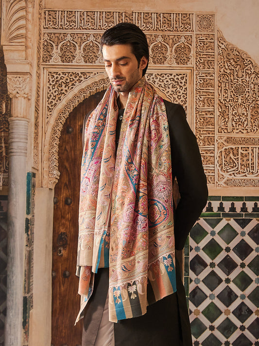 Pashmoda Men Kalamkari Embroidered Shawl (Size 101x203 Cm)