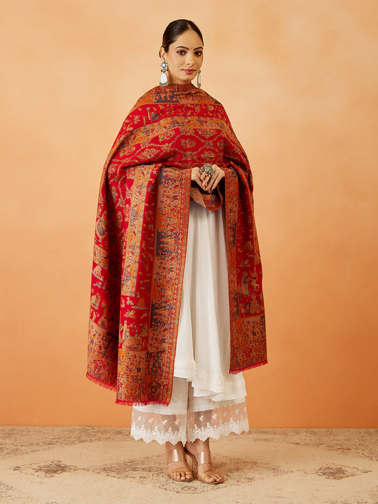 Women Gulbahar Kaani Wool Blend Kashmiri Shawl (Size: 101X203 CM)