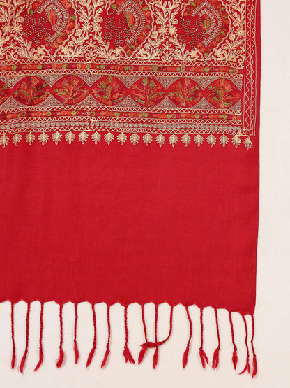Pashmoda Women Ornate Harmony Fine Wool Nalki Embroidered Stole (Size : 71X203 CM)