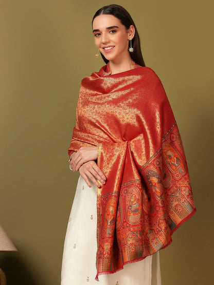 Pashmoda Women Silsila Zari Kaani Fine Wool Shawl (Size: 101X203 CM)