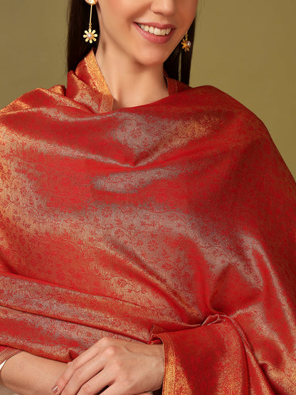 Pashmoda Women Silsila Zari Kaani Fine Wool Shawl (Size: 101X203 CM)