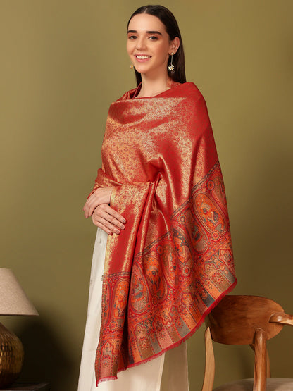Pashmoda Women Silsila Zari Kaani Fine Wool Shawl (Size: 101X203 CM)