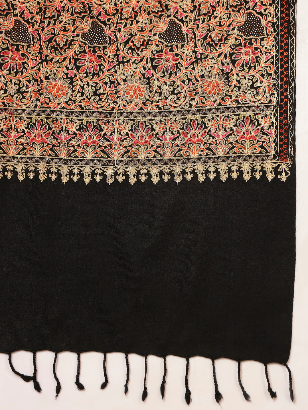Pashmoda Women Hunar Fine Wool Nalki Embroidered Stole (Size : 71X203 CM)