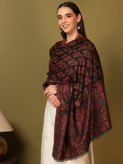 Pashmoda Women Gulraiz Kaani Wool Blend Kashmiri Shawl (Size: 101X203 CM)