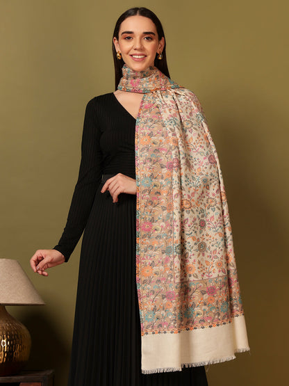 Pashmoda Women Mehar Kaani Wool Blend Kashmiri Shawl (Size: 101X203 CM)