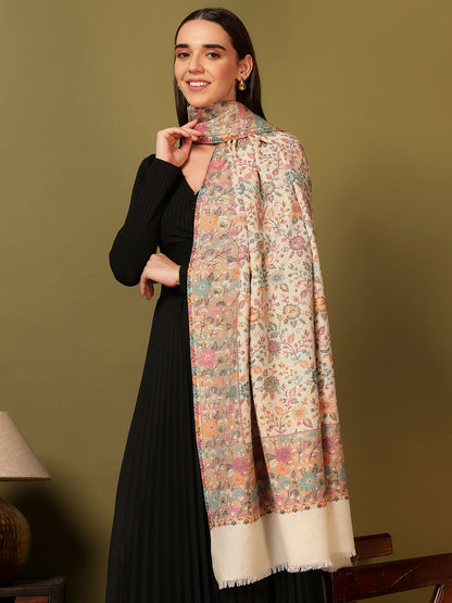 Pashmoda Women Mehar Kaani Wool Blend Kashmiri Shawl (Size: 101X203 CM)