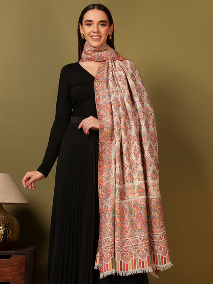 Pashmoda Women Gulraiz Kaani Wool Blend Kashmiri Shawl (Size: 101X203 CM)