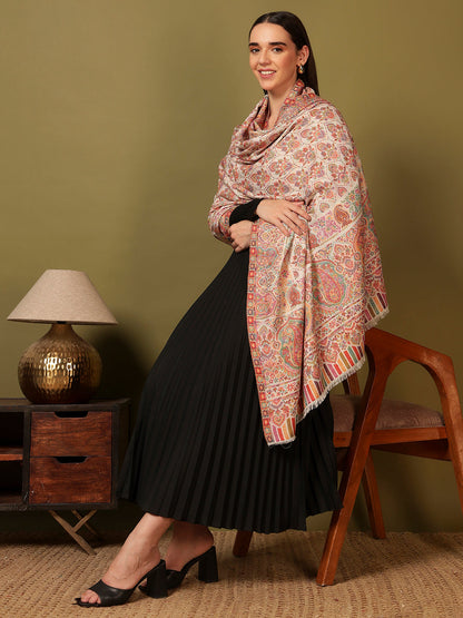 Pashmoda Women Gulraiz Kaani Wool Blend Kashmiri Shawl (Size: 101X203 CM)