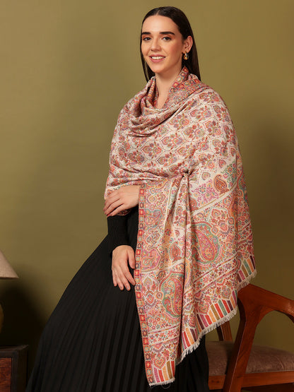 Pashmoda Women Gulraiz Kaani Wool Blend Kashmiri Shawl (Size: 101X203 CM)