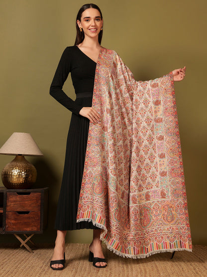 Pashmoda Women Gulraiz Kaani Wool Blend Kashmiri Shawl (Size: 101X203 CM)
