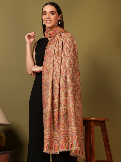 Pashmoda Women Gulraiz Kaani Wool Blend Kashmiri Shawl (Size: 101X203 CM)
