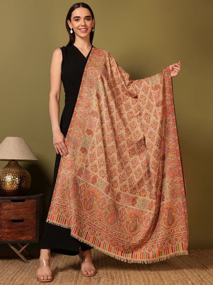 Pashmoda Women Gulraiz Kaani Wool Blend Kashmiri Shawl (Size: 101X203 CM)