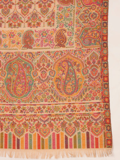 Pashmoda Women Gulraiz Kaani Wool Blend Kashmiri Shawl (Size: 101X203 CM)